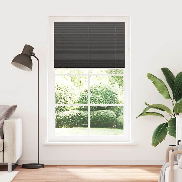 vidaXL Preto Plissada Cega 115x200 cm Largura Tecido 114,4cm Poli&eacute;ster