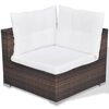 vidaXL 10 pcs conjunto lounge jardim c/ almofad&otilde;es vime PE castanho