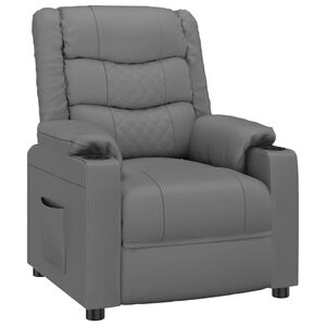 vidaXL Poltrona reclin&aacute;vel couro artificial cinzento