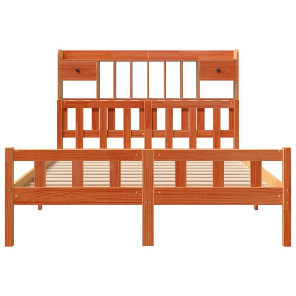 vidaXL Cama com estante sem colch&atilde;o 150x200 cm pinho maci&ccedil;o