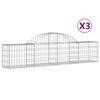 vidaXL Cestos gabi&atilde;o arqueados 3 pcs 200x30x40/60 cm ferro galvanizado