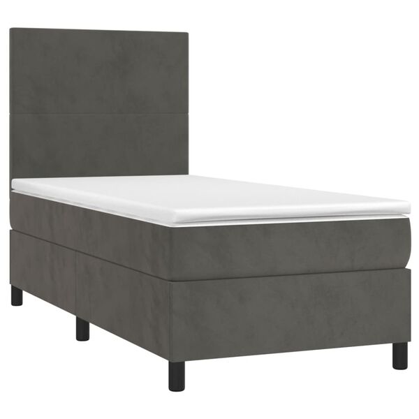 vidaXL Cama com molas/colch&atilde;o 90x190 cm veludo cinza-escuro