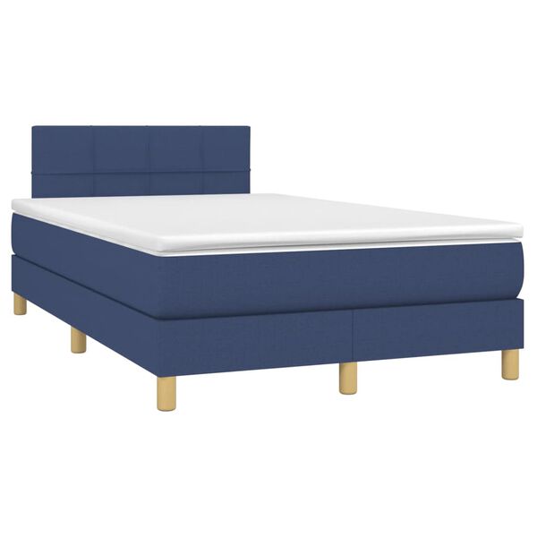 vidaXL Cama boxspring com colch&atilde;o 120x190 cm tecido azul