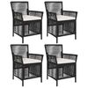 vidaXL Cadeira para Exterior 4 unid. Preto e Creme vime PE