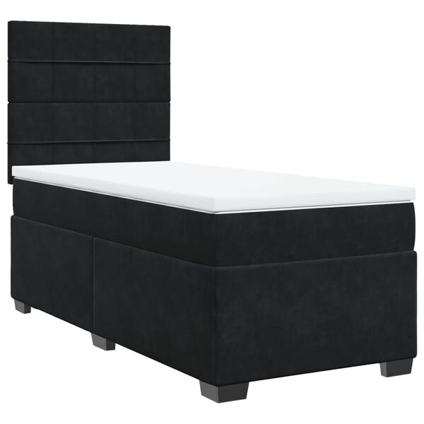 vidaXL Cama com molas/colch&atilde;o 90x190 cm veludo preto