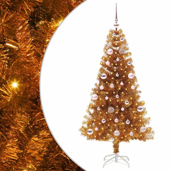 vidaXL &Aacute;rvore de Natal com 150 LEDs com suporte Ouro 150 cm PET