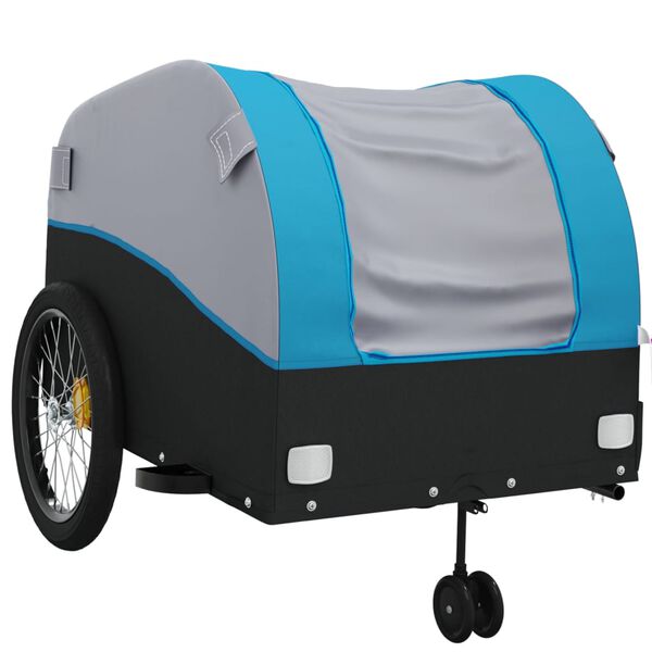 vidaXL Reboque para bicicleta 45 kg ferro preto e azul