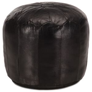 vidaXL Pufe 40x35 cm couro de cabra genu&iacute;no preto