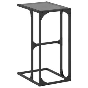 vidaXL Mesa de apoio com vidro preto 40x30x61,5 cm a&ccedil;o