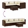 vidaXL 5 pcs conjunto lounge jardim c/ almofad&otilde;es vime PE castanho