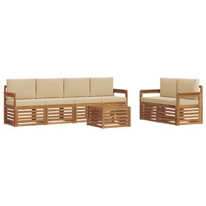 vidaXL Conjunto de Sof&aacute;s para Exterior 7 unid. Natural e Bege
