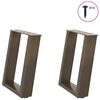 vidaXL P&eacute;s para mesa de centro em formato de U, 2 pe&ccedil;as, a&ccedil;o natural, 38 x (42-43) cm, a&ccedil;o