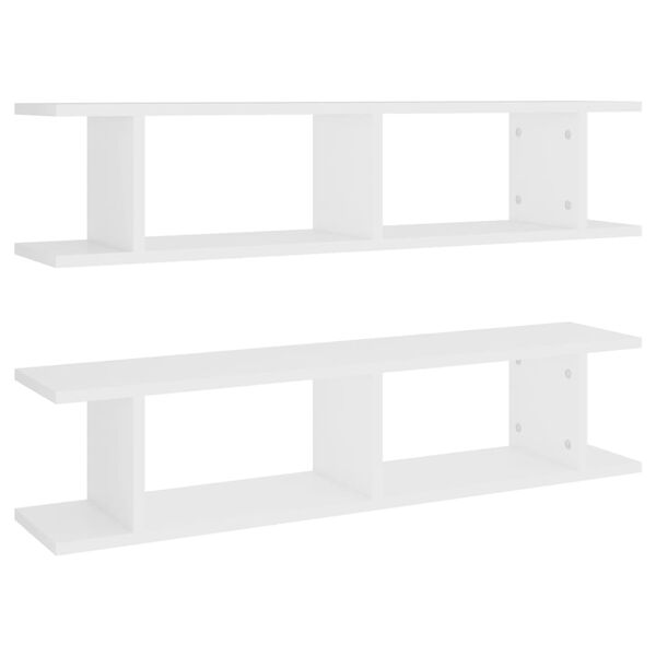 vidaXL Estantes de parede 2 pcs 90x18x20 cm contraplacado branco