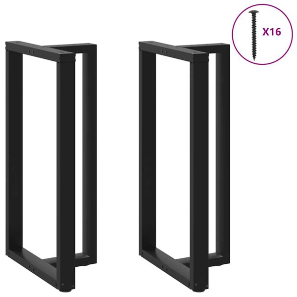 vidaXL Pés de mesa de bar em forma de T, 2 peças, preto, 60x35x(110-111) cm, aço