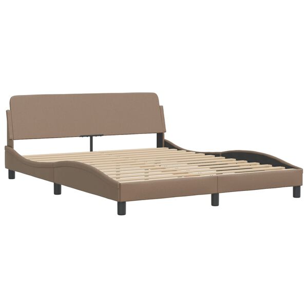 vidaXL Cama com colch&atilde;o Dover 160x200 cm couro artificial cappuccino