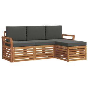 vidaXL Conjunto de Sof&aacute;s para Exterior 4 pcs Natural e Antracite