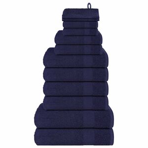 vidaXL 12pcs Conjunto toalha FROGN 360 g/m&sup2; azul-marinho