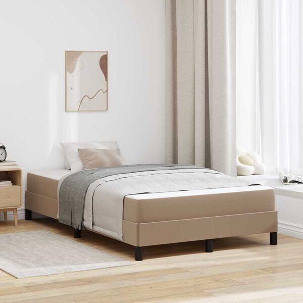 vidaXL Estrutura da Cama com colch&atilde;o Cappuccino 120 x 190 cm tecido