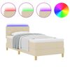 vidaXL Cama Box Spring LED com colch&atilde;o Creme 100 x 200 cm tecido