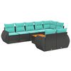 vidaXL Conjunto de sof&aacute; de jardim de 9 pe&ccedil;as com almofadas em rattan sint&eacute;tico preto