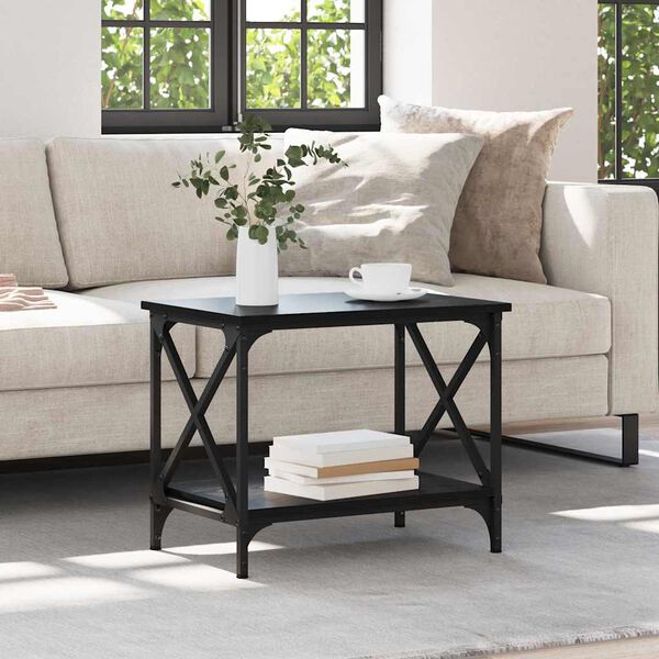 vidaXL Mesa Lateral Carvalho Preto 55 x 38 x 45 cm Madeira processada