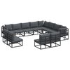 vidaXL Conjunto de Sof&aacute; de Jardim 12 unid. Preto Alum&iacute;nio