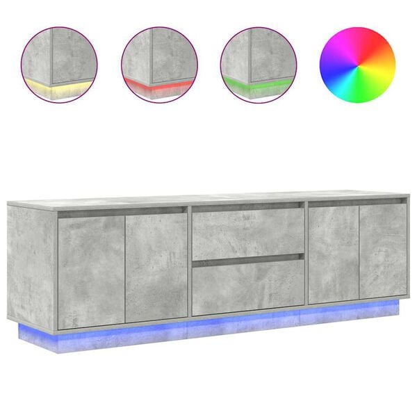 vidaXL M&oacute;vel de TV com luzes LED 160,5x41x50 cm cinzento cimento