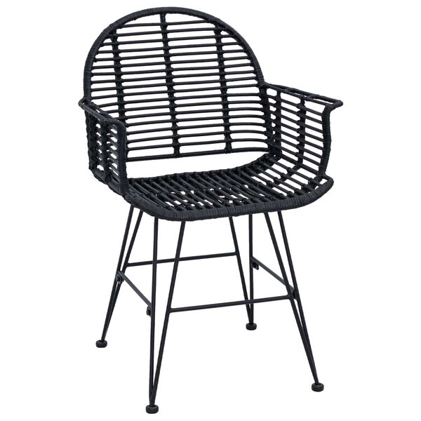 vidaXL Cadeira de jantar 2 pcs Preto 57 x 54,5 x 85 cm Rattan e Ferro