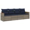 vidaXL Conjunto de sof&aacute; de jardim com 4 pe&ccedil;as e almofadas em rattan sint&eacute;tico cinza