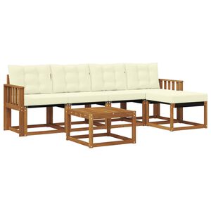 vidaXL Conjunto de Sof&aacute;s para Exterior 6 pcs Natural e Creme