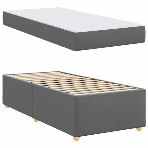 vidaXL Estrutura da Cama com colch&atilde;o Cinza Escuro 100 x 200 cm tecido