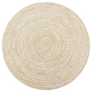 vidaXL Tapete artesanal em juta branco e natural 90 cm