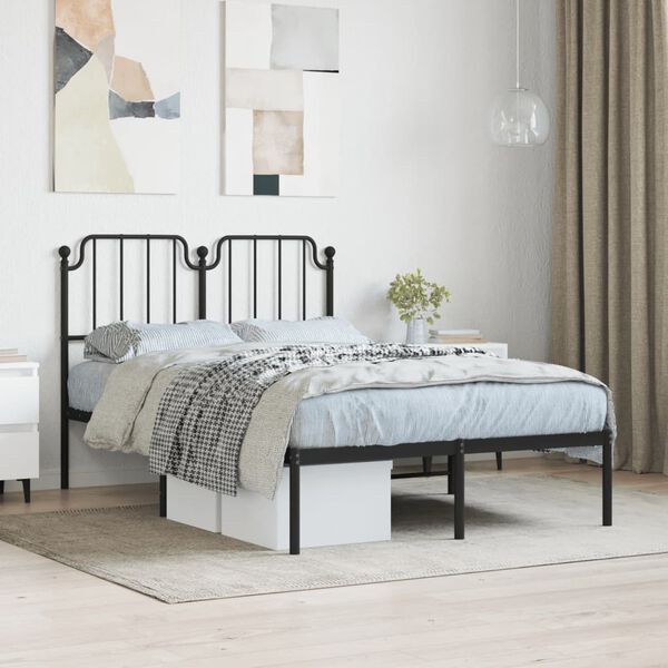 vidaXL Estrutura de cama com cabeceira 120x190 cm metal preto