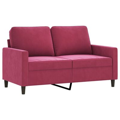 vidaXL 2 pcs conjunto de sofás com almofadões veludo vermelho tinto