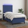 vidaXL Cama box spring c/ colch&atilde;o e LED 90x190 cm tecido azul