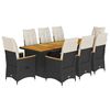 vidaXL 9 pcs conjunto de bistr&ocirc; p/ jardim c/ almofad&otilde;es vime PE preto