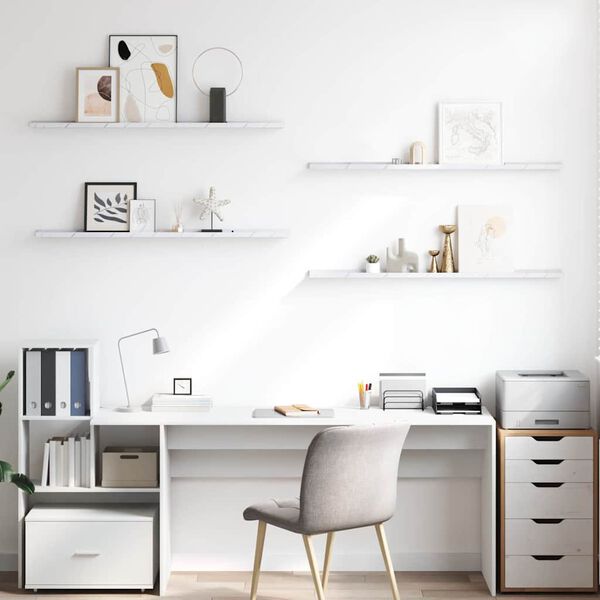 vidaXL Prateleira de Parede 4 pcs M&aacute;rmore Branco 115 x 9 x 3 cm