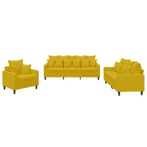 vidaXL 3 pcs conjunto de sof&aacute;s com almofad&otilde;es veludo amarelo