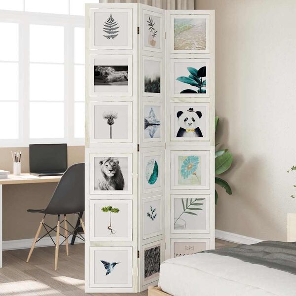 vidaXL Biombo com 3 painéis madeira de paulownia maciça branco