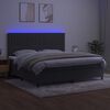 vidaXL Cama box spring c/ colch&atilde;o/LED 200x200cm veludo cinzento-escuro