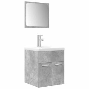 vidaXL 3 pcs conj. m&oacute;veis casa banho derivados madeira cinza cimento