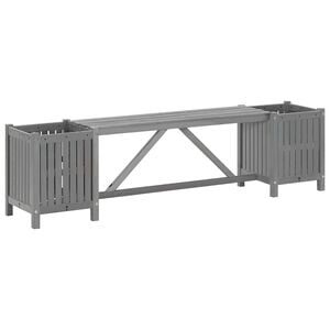 vidaXL Banco de jardim com 2 vasos 150 cm ac&aacute;cia maci&ccedil;a cinzento