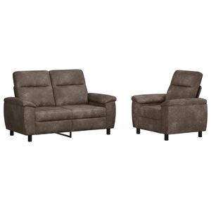 vidaXL Conjunto de Sof&aacute;s 2 pcs Cinzento-Escuro Couro Suede Sint&eacute;tico