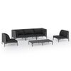 vidaXL 6 pcs conj. lounge jardim c/ almofad&otilde;es vime PE cinzento-escuro