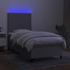 vidaXL Cama box spring c/ colch&atilde;o e LED 80x200 cm tecido cinza-claro