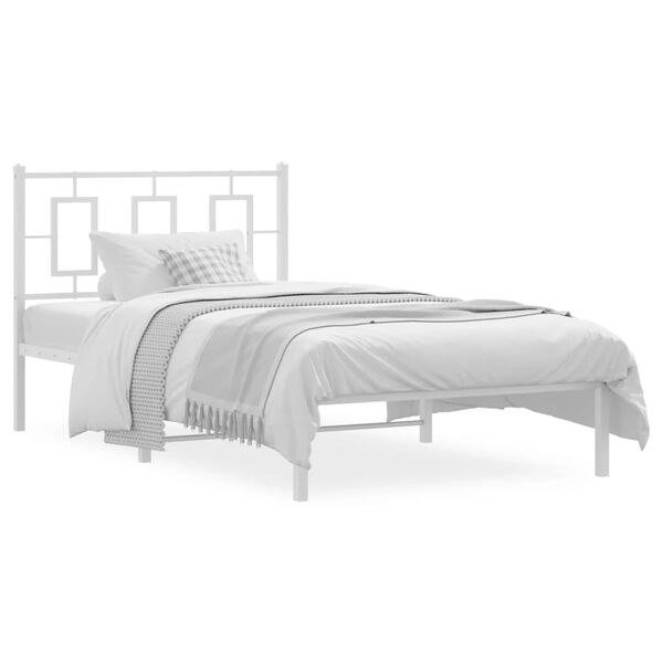 vidaXL Estrutura de cama com cabeceira 100x190 cm metal branco