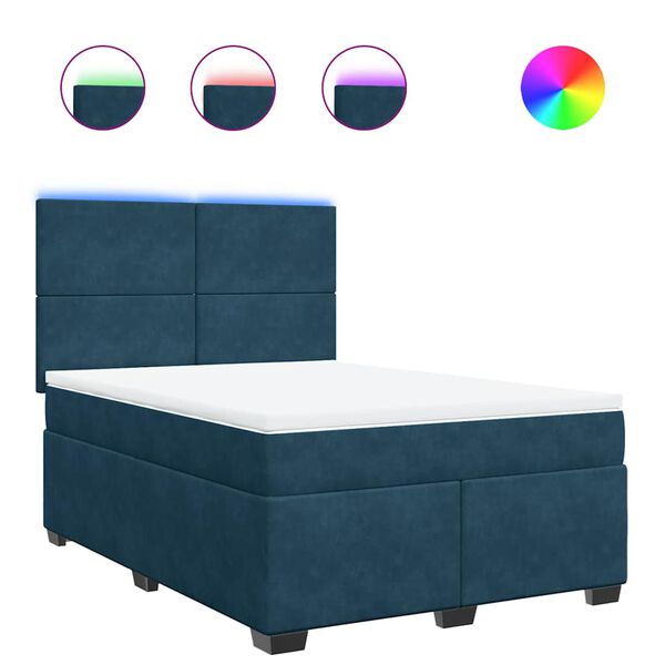 vidaXL Cama boxspring com colch&atilde;o 140x190 cm veludo azul
