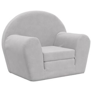 vidaXL Sof&aacute;-cama infantil pel&uacute;cia macia cinzento-claro