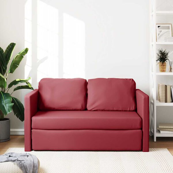 vidaXL Sof&aacute;-cama sem p&eacute;s 112x174x55 cm couro artificial vermelho tinto