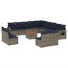 vidaXL Conjunto de sof&aacute; de jardim com 14 pe&ccedil;as e almofadas em rattan sint&eacute;tico cinza
